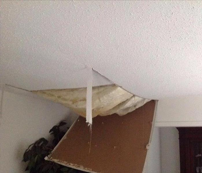 Evidence of water damage in ceiling