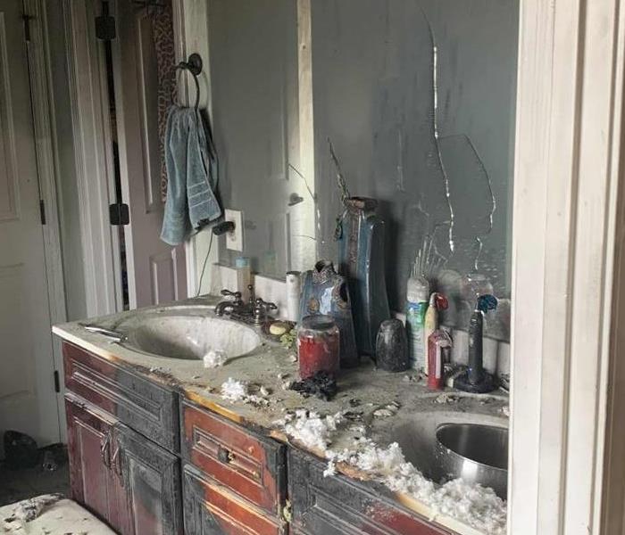 fire damage bathroom